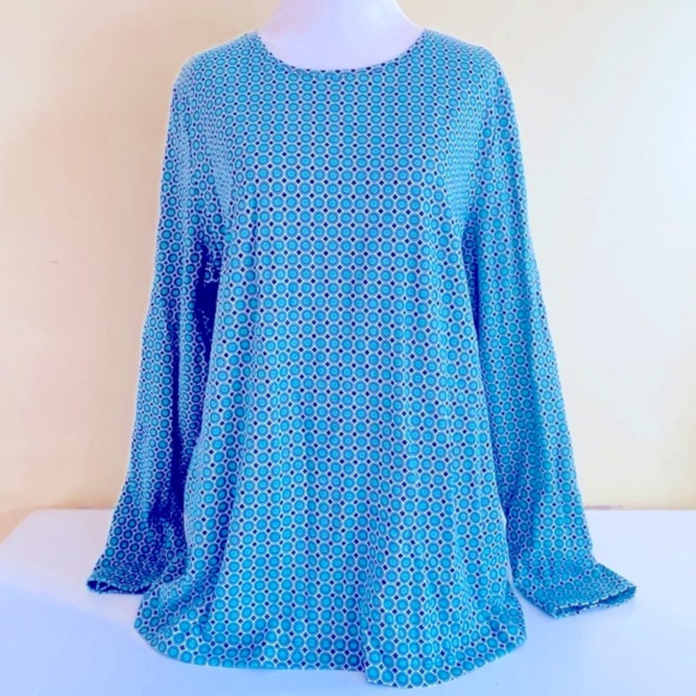 Croft & Barrow XXL Classic Long Sleeve Tee Shirt, Top, Blouse, Geometric Print